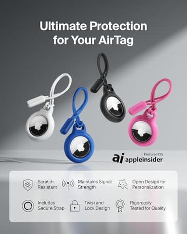 Belkin Apple Airtag Secure Holder With Strap - Apple Air Tag Keychain - Airtag Holder With Strap For Key Ring - Airtag Keychain Accessories - Scratch Resistant Airtag Case With Raised Edges - Black - Image 2