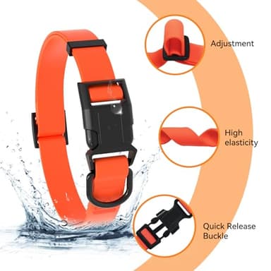 Kidding Pets Waterproof Dog Collar, Easy to Clean Rubber Dog Collars with Quick Release Buckle Fits Small Medium or Large Dogs (Orange, L < 15.4-24.8 inch) - Image 2