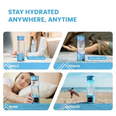 Hydrogen Water Bottle Generator - Up to 6000+ PPB Concentration - SPE/PEM Technology - Drink Water Voice Reminder - Water Ionizer Machine Suitable for Office,Travel and Daily Drinking（Blue） - Image 6