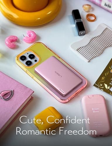 LISEN 0.3‘’ Ultra Slim MagSafe Portable Charger,5000mAh Wireless Card Slim MagSafe Battery Pack iPhone 17 Air Accessories,Magnetic Power Bank for iPhone 17 Pro Max Plus Air/16/15/14/13/12，Pink - Image 6