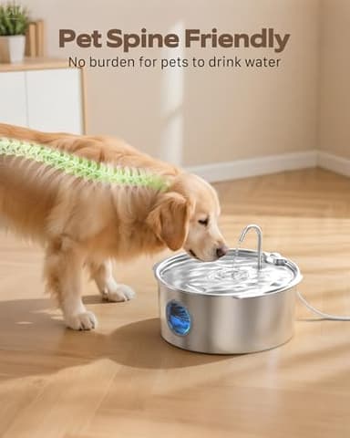 Dog Water Fountain for Large Dogs: Stainless Steel Dog Fountain Water Bowl - 3.2Gal/406oz/12L Super Quiet Big Cat Water Fountain with Visual Water Level -Great for Large Dogs Cats and Multi-Pet Home - Image 6