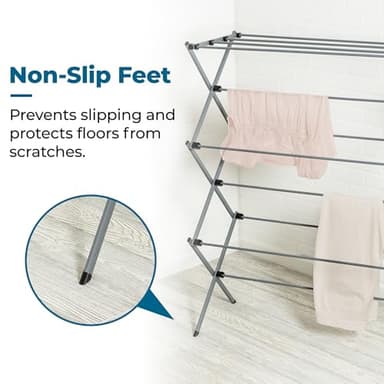 Honey-Can-Do Collapsible Laundry Drying Rack, Sturdy Steel, Foldable & Portable Clothes Drying Rack, Space-Saving Design, Indoor & Outdoor Drying, Ideal for Laundry Room 50lb Capacity, Silver - Image 4