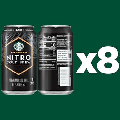 Starbucks - RTD Coffee Nitro Cold Brew, Black Unsweetened, 9.6 fl oz Cans (8 Pack), Iced Coffee, Cold Brew Coffee, Coffee Drink - Image 3