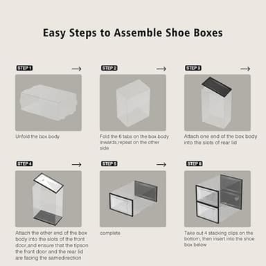 SEE SPRING 12 Pack Shoe Storage Box, Clear Plastic Stackable Shoe Organizer for Closet, Space Saving Shoe Rack for Entryway Sneaker Container Bin Holder (Black) - Image 8