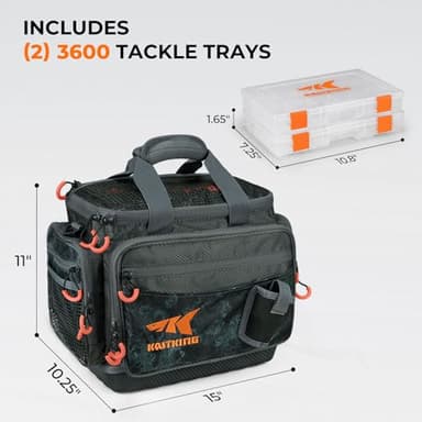 KastKing Fishing Gear & Tackle Bags - Saltwater Resistant Fishing Bags - Fishing Tackle Storage Bags,Medium-Hoss, (With（2） 3600 Trays,15x11x10.25 Inches) - Image 2