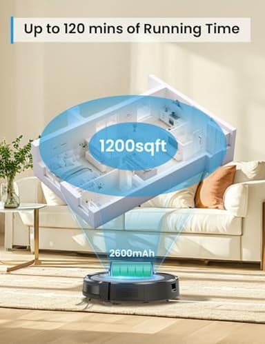 PSUK W7 Robot Vacuum and Mop Combo, 2 in 1 Mopping Robotic Vacuum Cleaner with Watertank and Dustbin, Self-Charging, Slim, Max 120mins Runtime for Hard Floor, Carpet Cleaning - Image 6