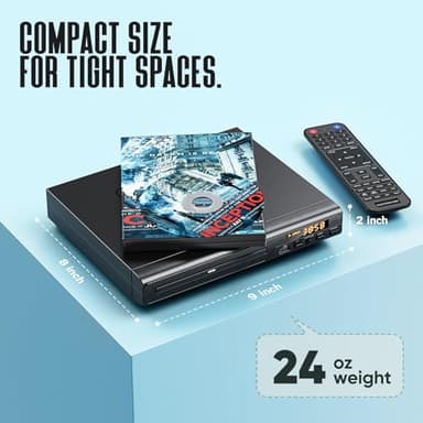 DVD Players for TV with HDMI, DVD Players That Play All Regions, Simple DVD Player for Elderly, CD Player for Home Stereo System, Included HDMI and RCA Cable - Image 6