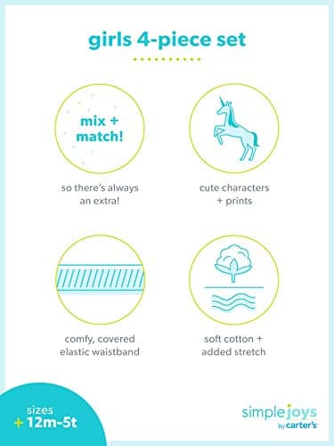 Simple Joys by Carter's Toddler Girls' 4-Piece Short-Sleeve Shirts and Pants Playwear Set, Pack of 2, Blue Stripe/Lilac Fruit, 3T - Image 4