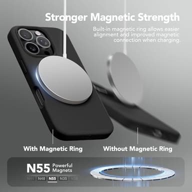 GONEZ Magnetic for iPhone 16 Pro Case, Compatible with MagSafe, [Screen Protector + Camera Lens Protector], Silicone Shockproof Anti-Scratch Protective Phone Case 6.3 inch, Black - Image 3