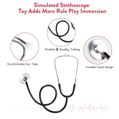 Meland Doctor Costume for Girls - Kids Scrubs with Lab Coat & Carry Bag, Doctor Dress Up for Halloween, Career Day Role Play(Pink,3-4 Years) - Image 3