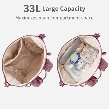 CEI-CEI Neoprene Diaper Bag Backpack with Changing Pad, Large Newborn Baby Maternity Bags Travel Tote with Insulated Pockets (Pink) - Image 4