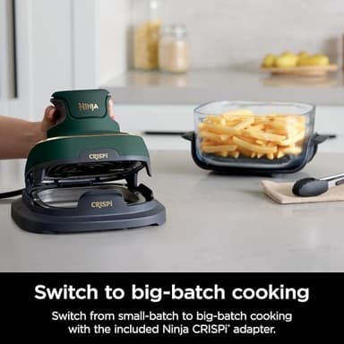 Ninja Crispi 5-in-1 Portable Glass Air Fryer, 4-QT, 2.5-QT & 6-Cup Glass Containers with Crisper Plates & Storage Lids, Microwave, Freezer & Dishwasher Safe, British Racing Green, FN103BF - Image 14