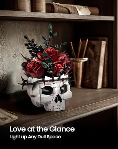 iATOM Skull Roses Flower Bouquet Building Set, Skeleton Planter Botanical Collection Kit for Adult, Gift for Christmas, Gothic Horror Home Table Centerpiece Decor, IA11008 - Image 7