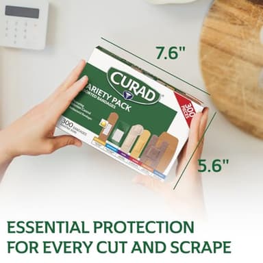 CURAD Assorted Bandages Variety Pack, 300 Count, 6 Styles Including Antibacterial, Waterproof, Sheer, Plastic, Heavy Duty & Flex-Fabric, Protects Scrapes, Cuts & Burns, Latex-Free - Image 6