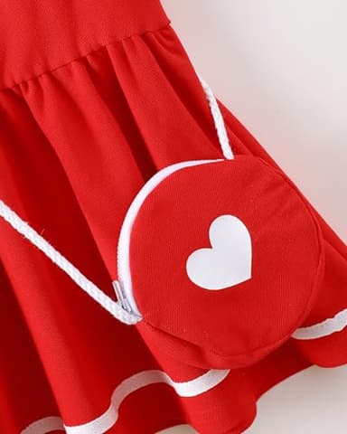 Little Baby Girl Clothes Girl Summer Toddler Outfits Sleeveless Sporty Ruffle Dress Shirt with Shoulder Bag Playwear Sundress 5T 6T Girls Clothes Red - Image 7