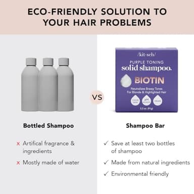 Kitsch Toning Purple Shampoo For Blondes & Color Treated Hair - Shampoo Bar For Women and Men - Biotin Shampoo for Strengthening & Neutralizing Brassy Tones - Vegan, Silicone & Sulfate Free - 3.2 oz - Image 4