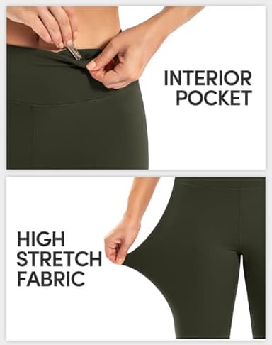 IUGA Biker Shorts for Women High Waist - 8" Workout Shorts with Inner Pocket Yoga Spandex Gym Running Shorts Olive Green - Image 5