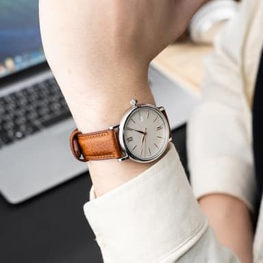 Gomvadr Italian Leather Watch Band Tuscany Natural Vegetable-Tanned Leather Strap,18mm 19mm 20mm 21mm 22mm XL XXL Quick Release Replacement Watch Straps for Men and Women (Cognac/Silver Buckle, 21mm) - Image 7