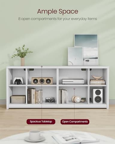 VASAGLE TV Stand for TVs up to 65 Inches, TV Cabinet with Storage Shelves, TV Console Table, Easy to Assemble, for Living Room, Bedroom, Study, Cloud White ULTV111W01 - Image 4