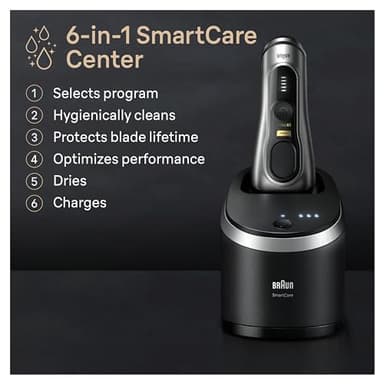 Braun Series 9 PRO+ Electric Razor for Men, 5 Pro Shaving Elements and Shave-Preparing ProComfort Head for Closeness & Skin Comfort, 6in1 SmartCare Center, Wet or Dry Use, Charging Stand, 9597cc - Image 5