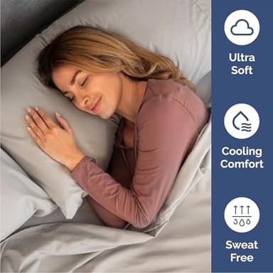 Queen Size 4 Piece Sheet Set - Comfy Breathable & Cooling Bed Sheets Set - Hotel Luxury Bedding for Women, Men, Kids, Teens, Boys & Girls - Deep Pockets, Soft and Wrinkle Free - Oeko-Tex - Light Grey - Image 4