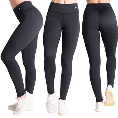 CompressionZ Compression Leggings for Women High Waisted Performance Tummy Control Gym, Pilates, Travel, Yoga, Workout Pants Black Large - Image 2