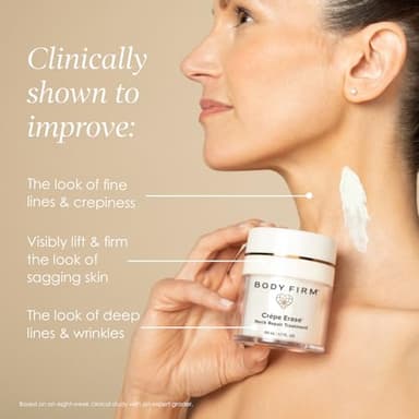 BODY FIRM Crepe Erase Neck Repair Treatment, Anti Aging Retinol Cream with Peptides, Shea Butter, Vitamin E, Squalane Oil, Wrinkle Cream for Crepey Skin Care and Firming Elasticity, 1.7 FL Oz - Image 2