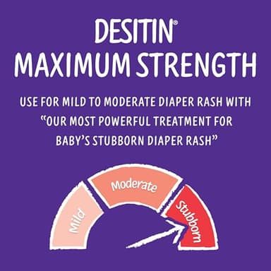 Desitin Maximum Strength Baby Diaper Rash Cream, 40% Zinc Oxide, Hypoallergenic No Added Parabens & Dyes, Protects & Relieves Baby’s Skin for Up to 12 Hours, Prevents Diaper Rash, 4.8 oz Tube - Image 4