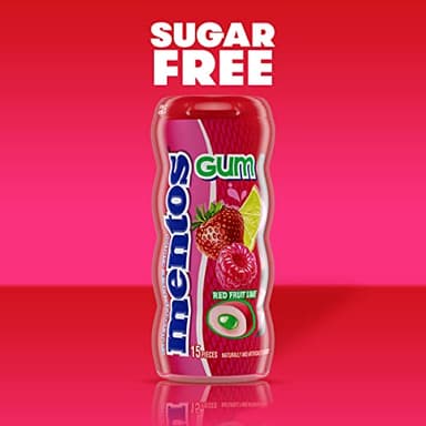 Mentos SugarFree Chewing Gum with Xylitol 15 Piece Bottle Bulk Pack of, Red Fruit & Lime, (Pack of 10) - Image 5