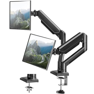 Dual Monitor Arm Desk Mount Fits 13 to 32 inch Computer Screens, Holds 4.4 to 22lbs Display VESA Mount, Adjustable Double Monitor Stand with Clamp/Grommet Base, 75/100mm Bracket, Black, Freelift - Image 1