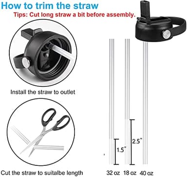 Straw Lid for Hydro Flask Wide Mouth Water Bottles, Top Lids with Straw Compatible with Hydro Flask 32 41 oz, Replacement Cap Wide Mouth Accessories Flip Lid Flex Handle, Black - Image 5