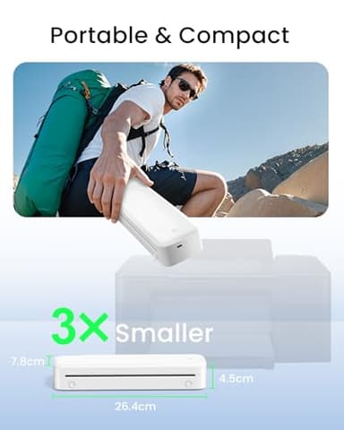 Portable Printers Wireless for Travel, Inkless Thermal Printer Support 8.5" X 11" US Letter & A4 Size, Mobile Bluetooth Printer Compatible with iOS, Android & Laptop for Home Office Car (White) - Image 3