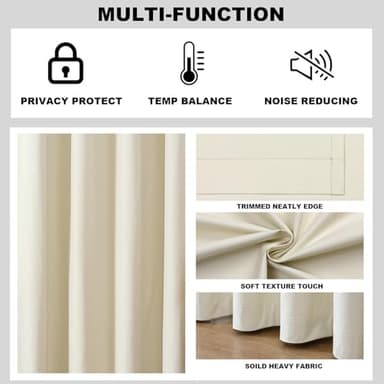 Airwill Grommet Blackout Curtains for Living Room Bedroom Window - Set of 2 Window Curtain Panels, Room Darkening, Thermal Insulated (W52 x L84 Inch, 2 Panels, Beige) - Image 6