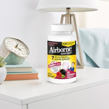 Airborne Vitamin C 1000mg (per Serving) - Very Berry Chewable Tablets (116 Count in a Bottle), Gluten-Free Immune Support Supplement, with Vitamins A C E, Zinc, Selenium, Ginger, Antioxidants - Image 16