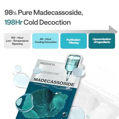 Mediheal Madecassoside Essential Sheet Mask Blemish Repair 10 pcs. 98% Purity Madecassoside & Hyaluronic Acid Included. Enhancing Moisture Barrier & Skin Texture Care. Vegan Formula Sheet Mask - Image 7