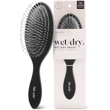 Kitsch Detangler Hair Brush for Wet and Dry Hair, Curly or Straight Hair, Detangling Brush with Flexible Hairbrush Bristles, Hair brushes for Women & Men, Adults & Kids, for Shower & Travel - Black - Image 1