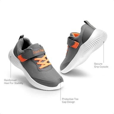 DREAM PAIRS Boys Girls Shoes Kids Tennis EZ-Ons BreezeRunners Running Athletic Walking Sneakers,Size 13 Little Kid,Grey/Orange,Contact-K - Image 2