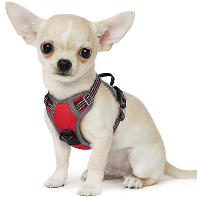 Eagloo Small Dog Harness No Pull, Service Vest with Reflective Strips and Control Handle, Adjustable and Comfortable for Easy Walking, No Choke Pet Harness with 2 Metal Rings, Red, XS - Image 1