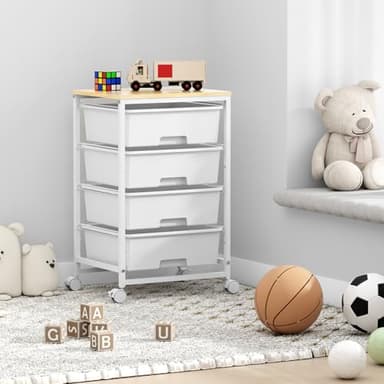 SYKIARIOL Utility Cart with 4 Drawers, Multipurpose Rolling Storage Cart with 4 Drawers and 2 Lockable Wheels, 4-Tier Rolling Storage Cart Organizer for Home Office Dorm, Bright White - Image 7