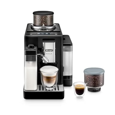 De'Longhi Rivelia Automatic Espresso Machine with Grinder & Milk Frother – All-in-One Coffee Maker, Hot & Iced Latte, Cappuccino, Bean Switch System, Burr Grinder, Compact Italian Design, Black - Image 1