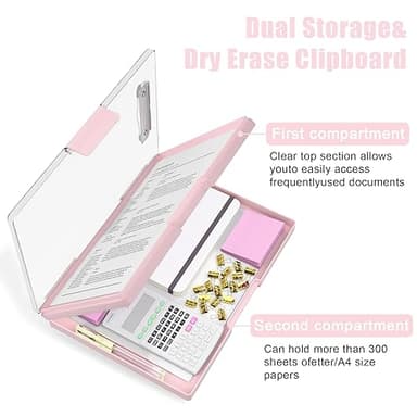 Hongri Clipboard with Storage, Pink 8.5 x 11 Folder Nursing Side Opening, Heavy Duty with Dual Compartment, Smooth Writing for Teachers, Classroom, Size 13.3 x 9.4 x 1.5 in, Office & School Supplies - Image 4