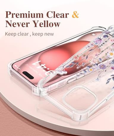GVIEWIN for iPhone 15 Plus Case, [3 in 1] with Screen Protector & Camera Lens Protector, Clear Soft Shockproof Slim Fit Floral Phone Cover for Women Girls 2023 6.7" (Floratopia/Colorful) - Image 3