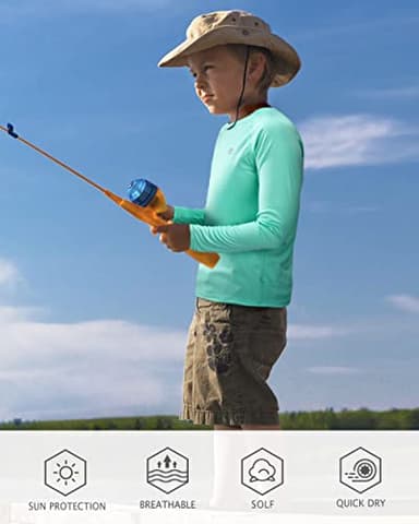 Boys UPF 50+ Swim Shirt Long Sleeve, 1 or 2 Pack UV Sun Protection Rash Guard, Youth Kids SPF Water Shirts for Beach Surf - Image 4