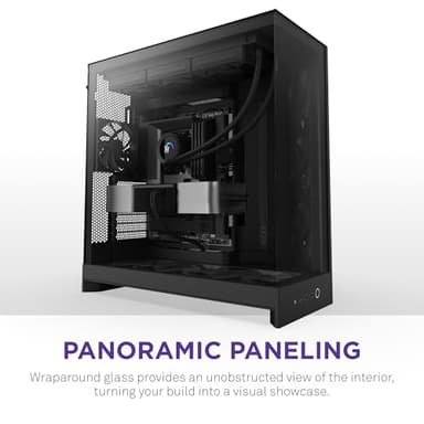 NZXT H9 Flow (2025) – Large Dual-Chamber ATX Mid-Tower Airflow PC Case – Includes 3 x 140mm & 1 x 120mm Fans – 420mm Radiator Support – Tempered Glass – Back-Connect Ready – Black - Image 7