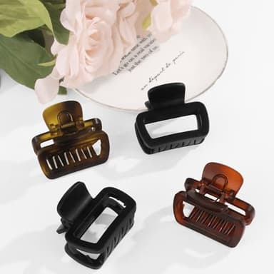 Matte Medium Hair Clips for Women 4Pcs 2.2 Inch Unbreakable Square Rectangle Hair Claw Clips for Thin Hair & Fine Hair High end U-shaped Spring Non-slip Short Hair Accessorie - Image 4