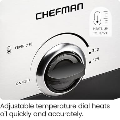 Chefman Fry Guy, The Most Compact & Convenient To Deep Fry Comfort Food, Restaurant-Style Basket With A 1.6-Quart Capacity, Easy-View Window & Adjustable Temp Control, Stainless - 1.5 Liter - Image 4