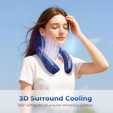 Neck Fan Portable Air Conditioners Personal Fans, Ergonomic Fan with Cooling Plate, Type-C 8000mAh Rechargeable 3D Airflow Wearable LED Screen 3 Modes Gifts for Men Women Outdoor Travel Indoor - Image 2