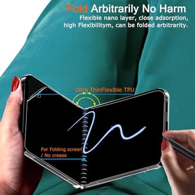 Ferilinso Privacy Screen Protector for Samsung Galaxy Z Flip 6 / Z Flip 7 FE [Phone Case Friendly], Inside Anti-Spy Film With 2 Pack Back Tempered Glass + Camera Lens Protector Accessories - Image 4