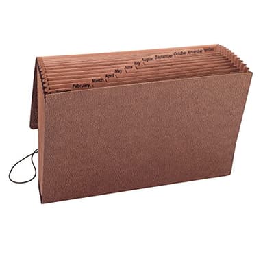 Smead TUFF Expanding File, 12 Pockets, Monthly (Jan.-Dec.), Flap and Cord Closure, Legal Size, Redrope (70390) - Image 1