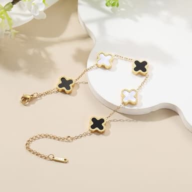 TICVRSS 18K Gold Plated Clover Lucky Bracelet for Women Four leaf Bracelets Cute Colorful Bracelets Trendy Jewelry Gifts for Women (Mixed) - Image 4